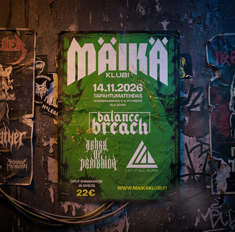 Mäikä jatkuu Hyvinkäällä marraskuussa – lavalle Balance Breach, Ashes of Perishing ja Let It All Burn
